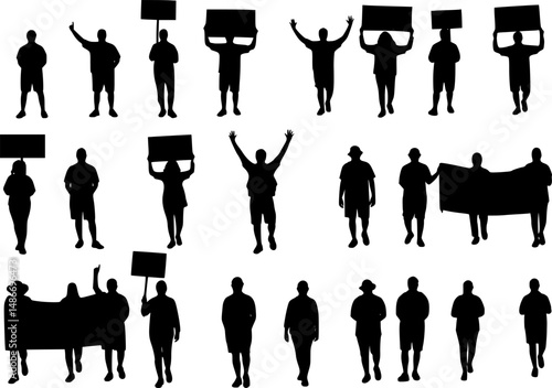 Protest people silhouette vector
