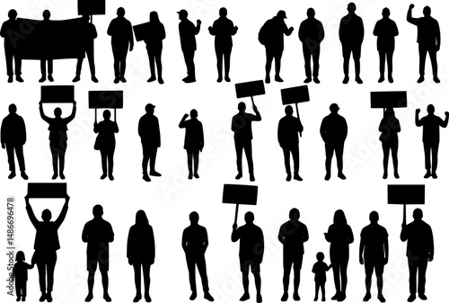 Protest people silhouette vector
