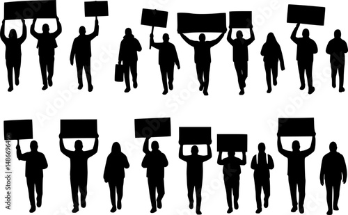 Protest people silhouette vector
