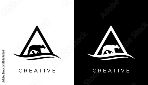 A Initial Letter bear outdoor Logo Design Icon Vector Template Element 