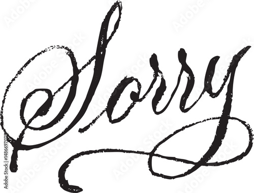 "Sorry" brush cursive hand written