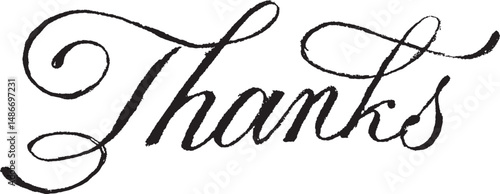 Thanks in cursive hand lettering