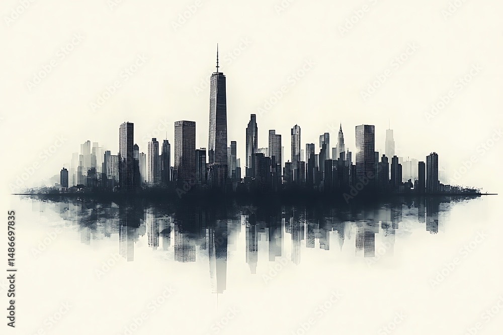 Obraz premium Dense city skyline symmetry high resolution photo