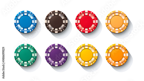 Colorful Casino Chips Cartoon Vector Illustration for Gaming Websites and Marketing Materials