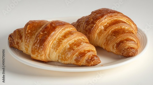 Wallpaper Mural Golden brown croissants on white plate flaky layers sweet pastry bakery food Torontodigital.ca
