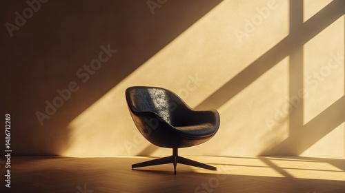 Modern armchair in sunlit room minimalist interior design