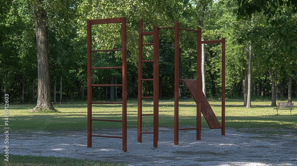 Fototapeta premium Outdoor fitness park equipment.
