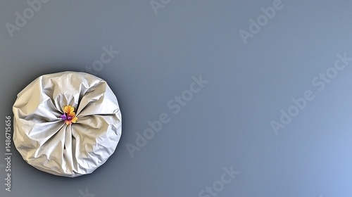 Wallpaper Mural Beaded Flowers on Pouf with Grey Background. Torontodigital.ca