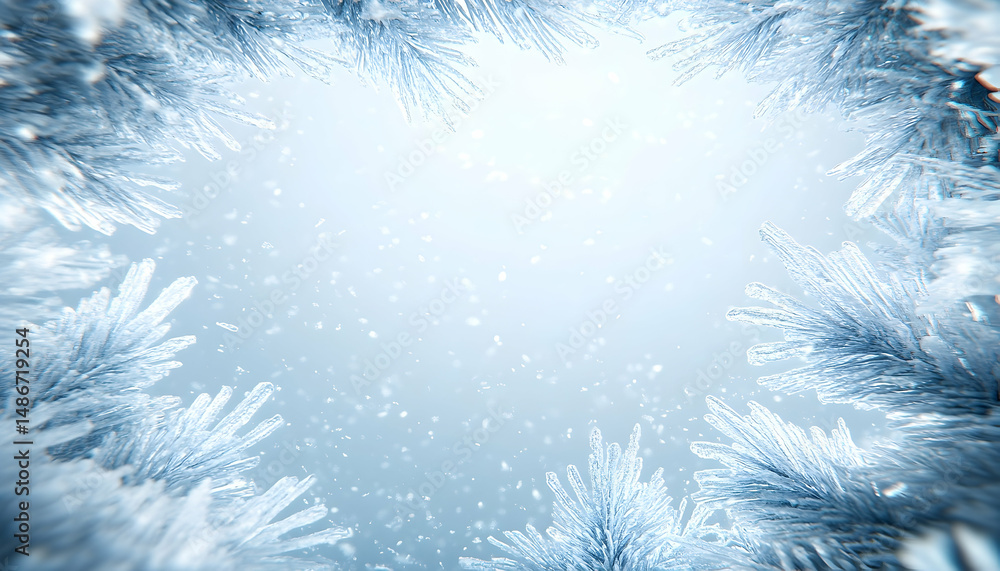 Obraz premium Frosted Fir Branches in Winter Wonderland