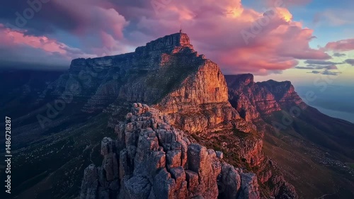 Majestic Table Mountain at Sunset Cape Town, South Africa