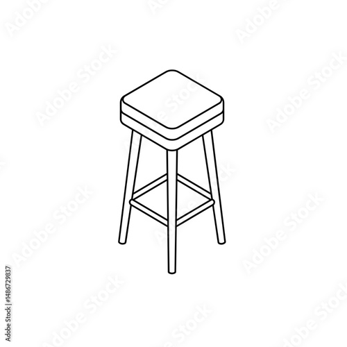 Simple bar stool with padded seat in minimalist design  