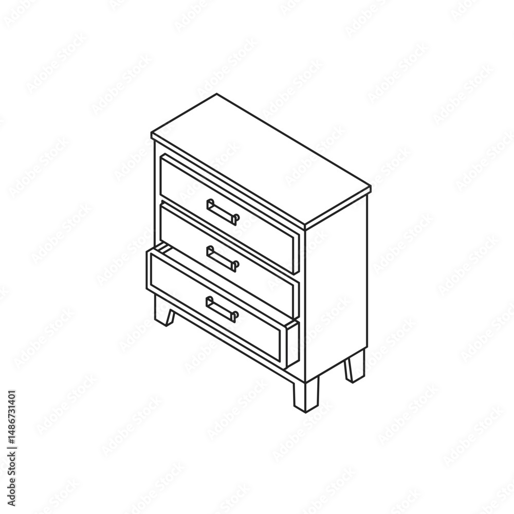 Chest of drawers with three compartments in minimalist design Chest of drawers with three compartments in minimalist design