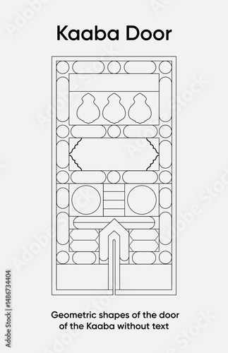 Geometric shapes design of the door of the Kaaba without text