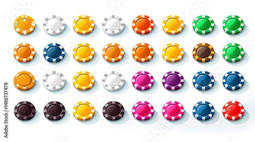 Premium Casino Poker Chips Set Vector Illustration Logo Icon for Games Website