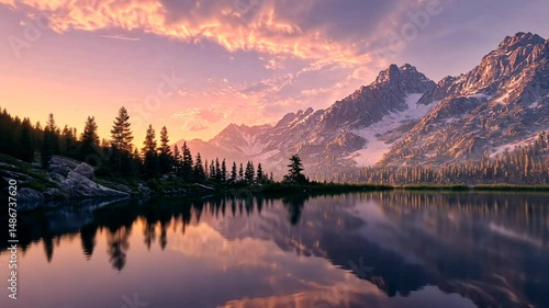 Wallpaper Mural Serene Mountain Landscape at Sunset with Reflections Torontodigital.ca