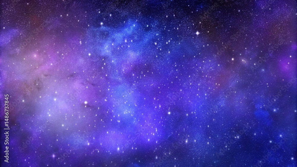 Naklejka premium Abstract glitter background with shimmering silver, purple, and blue lights, creating a galaxy-like effect.