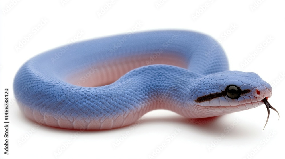 Fototapeta premium Pastel Blue Snake on White.