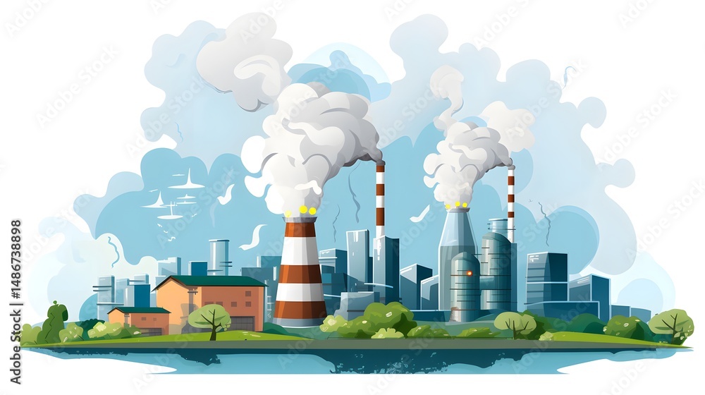 Environmental Pollution: Graphic Clipart Design Depicting Car Emission, Environmental Awareness Illustration Environmental Pollution: Graphic Clipart Design Depicting Car Emission, Environmental Awareness Illustration