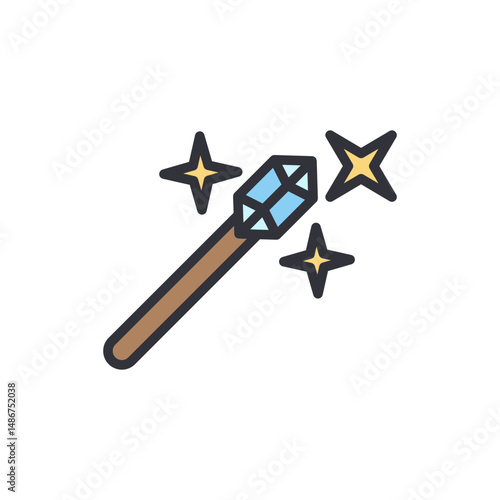 Enchanting Wand With Sparkling Stars On A Transparent Backdrop