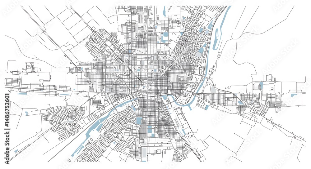 Obraz premium City Map Blueprint: Detailed Urban Planning Aerial View