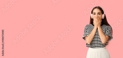 Shocked young woman with he...