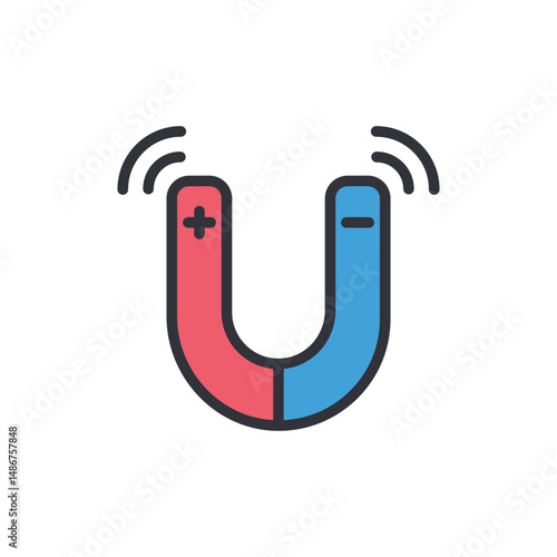 Horseshoe Magnet With Magnetic Field Lines Representing Attraction Force