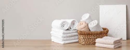 Wicker basket and clean sof...