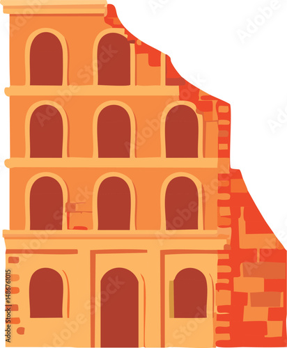vector illustration of an ancient building ruin