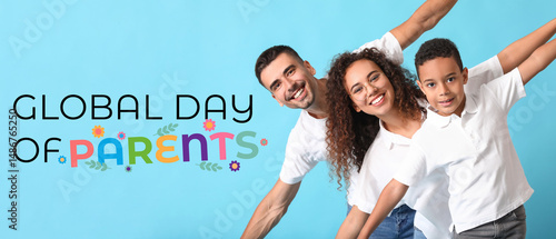 Happy interracial family on...