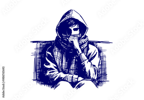 Cold and Flu hand drawn vector illustration