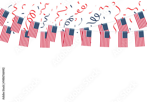 Garlands with USA Flags Celebration illustration vector