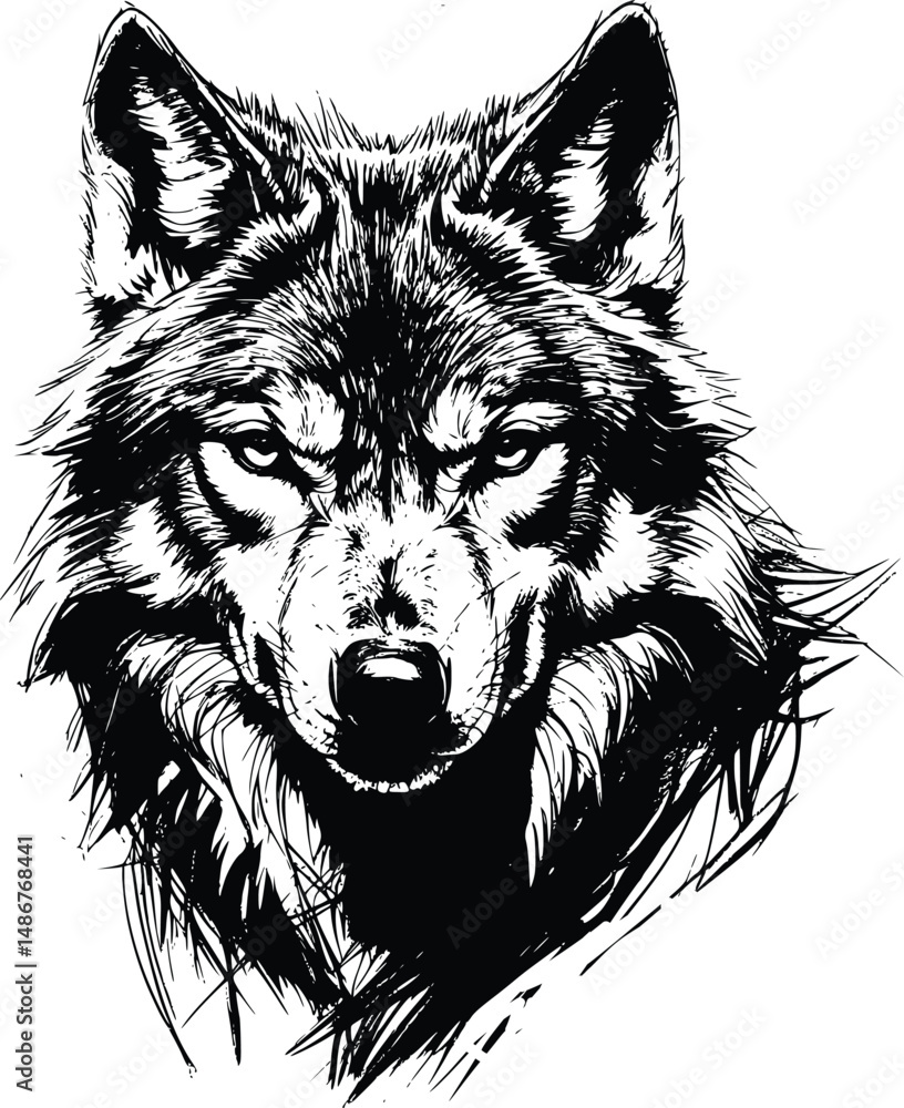 Fototapeta premium Illustration of a wolf on a white background