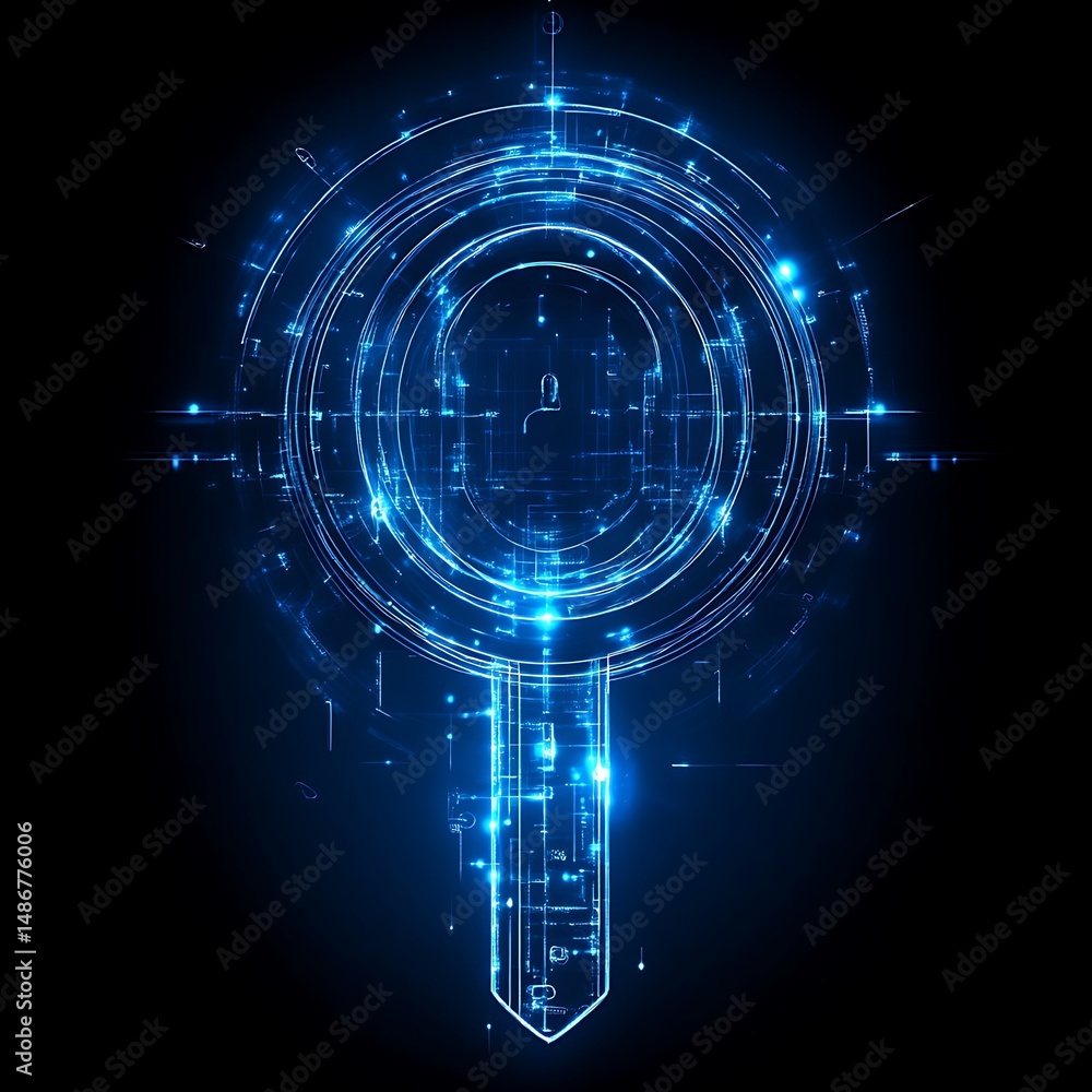 Obraz premium Digital key, futuristic technology, access control