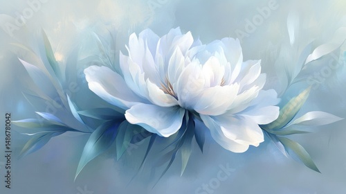 Delicate, light blue flower in soft pastel tones.