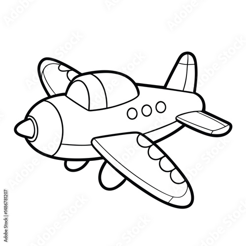 Cartoon Airplane Drawing: Printable  Coloring Page