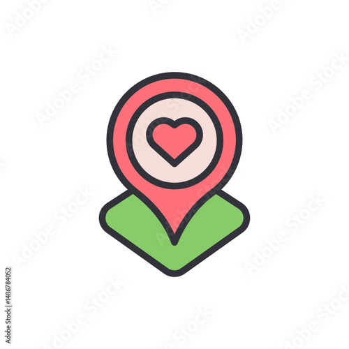 Heart Location Pin For Romantic Destinations And Special Places