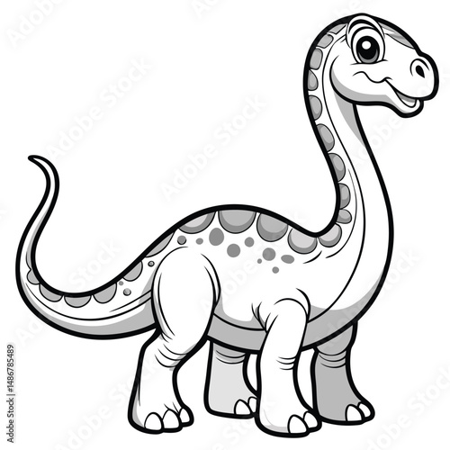 Adorable Baby Sauropod Dinosaur  Coloring Page
