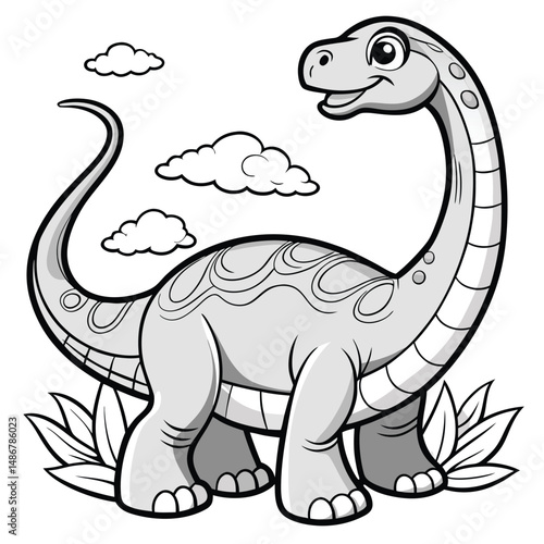 Adorable Apatosaurus Coloring Page: Free Printable Dino Coloring Page