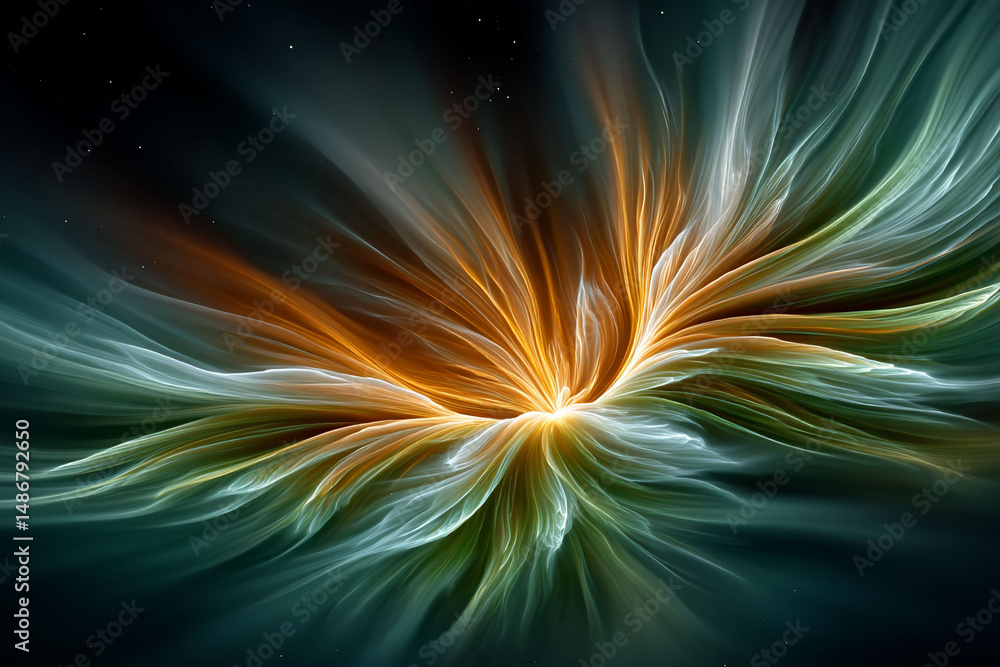 Fototapeta premium Ethereal Bloom Radiating Light Against Dark Void