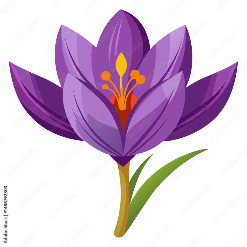 Naklejka premium Safran flower isolated Vector white background