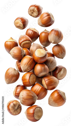Wallpaper Mural Flying Whole and Shelled Hazelnuts isolated on transparent white background, clipping path Torontodigital.ca