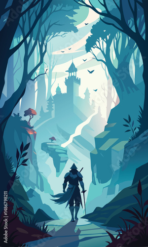 Silhouette of a Gallant Knight on a Noble Quest