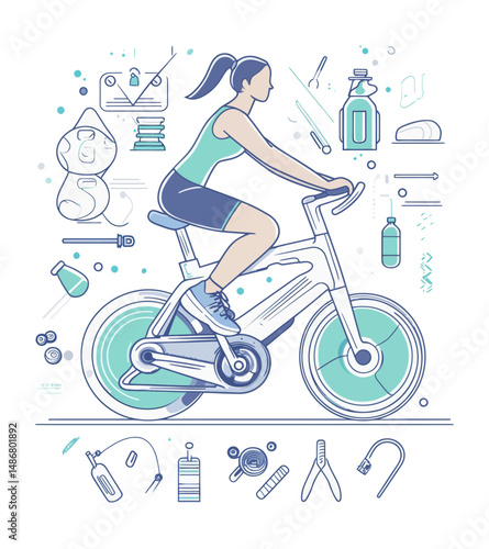 Depiction of a man utilizing exercise machinery, presented in clean line art suitable for web and print design with a sports theme