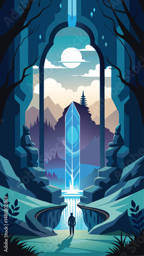 Silhouette of a Portal Leading to an Enigmatic Otherworldly Realm