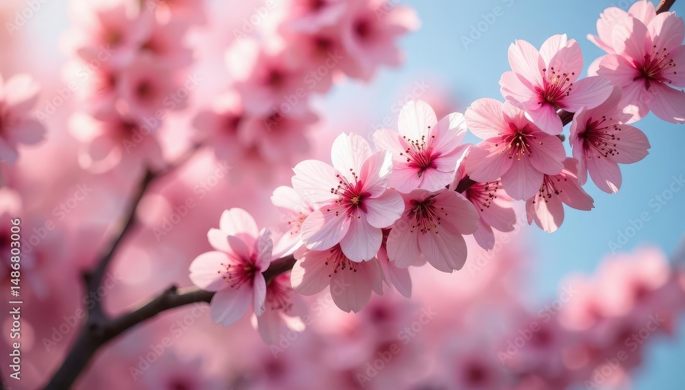 Delicate pink sakura blossoms in full bloom, forming a repeating pattern , light pink, delicate, pastel Delicate pink sakura blossoms in full bloom, forming a repeating pattern , light pink, delicate, pastel