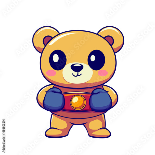 A cartoon rat in a boxer's costume, complete with a champion's belt, is depicted in a cute and isolated animal concept, suitable for various applications