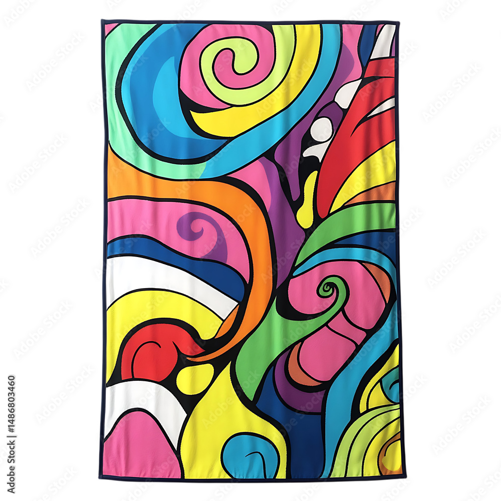 Playful Beach Towel with Giant Whimsical Doodle Swi Isolated on Transparent Background Playful Beach Towel with Giant Whimsical Doodle Swi Isolated on Transparent Background