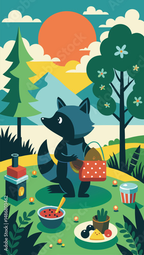 Curious Raccoon Investigates the Depths of a Peculiar Landscape