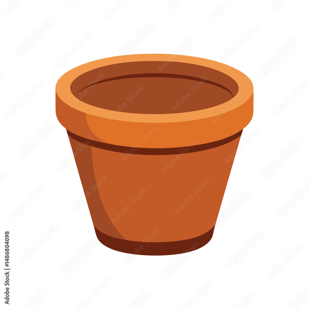 An empty flower earthen pot on a vector art illustration An empty flower earthen pot on a vector art illustration