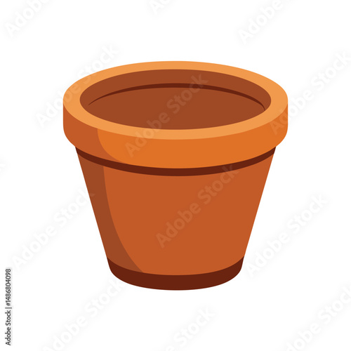 An empty flower earthen pot on a vector art illustration